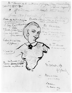 Portrait de Jeanne Duval avec des notes d